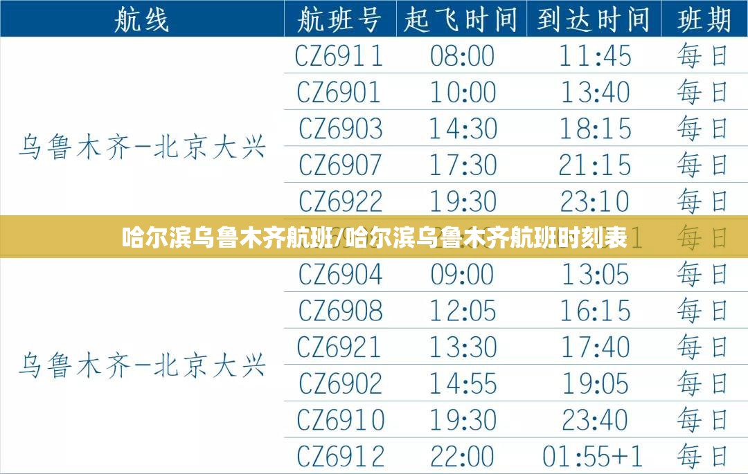 哈尔滨乌鲁木齐航班/哈尔滨乌鲁木齐航班时刻表