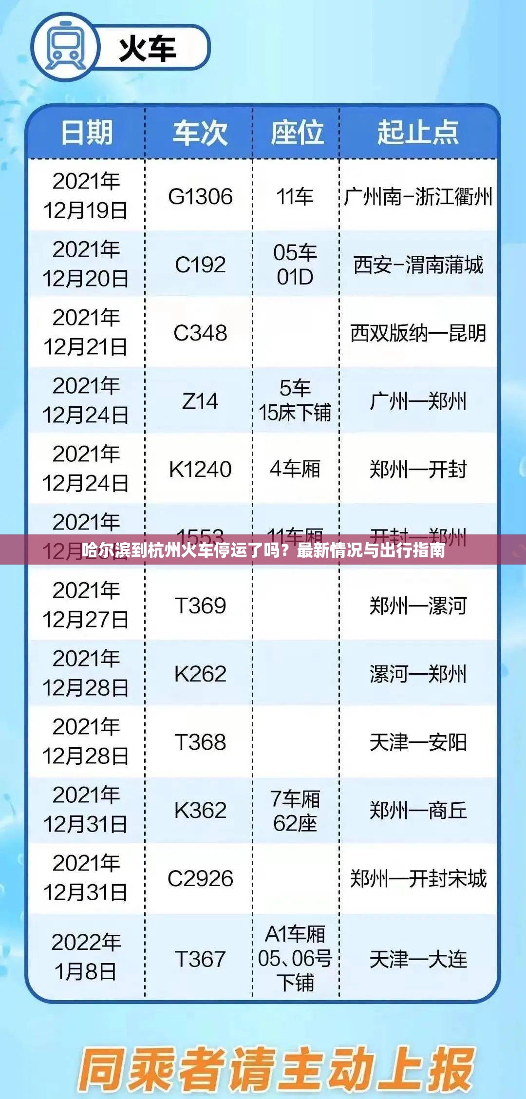 哈尔滨到杭州火车停运了吗？最新情况与出行指南