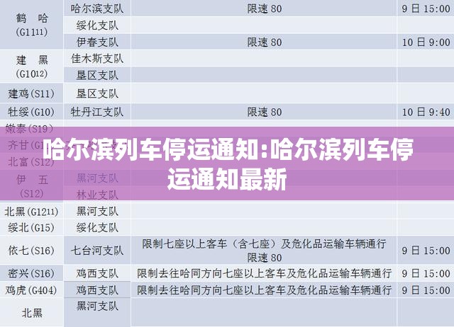 哈尔滨列车停运通知:哈尔滨列车停运通知最新