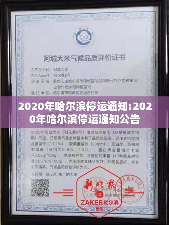 2020年哈尔滨停运通知:2020年哈尔滨停运通知公告