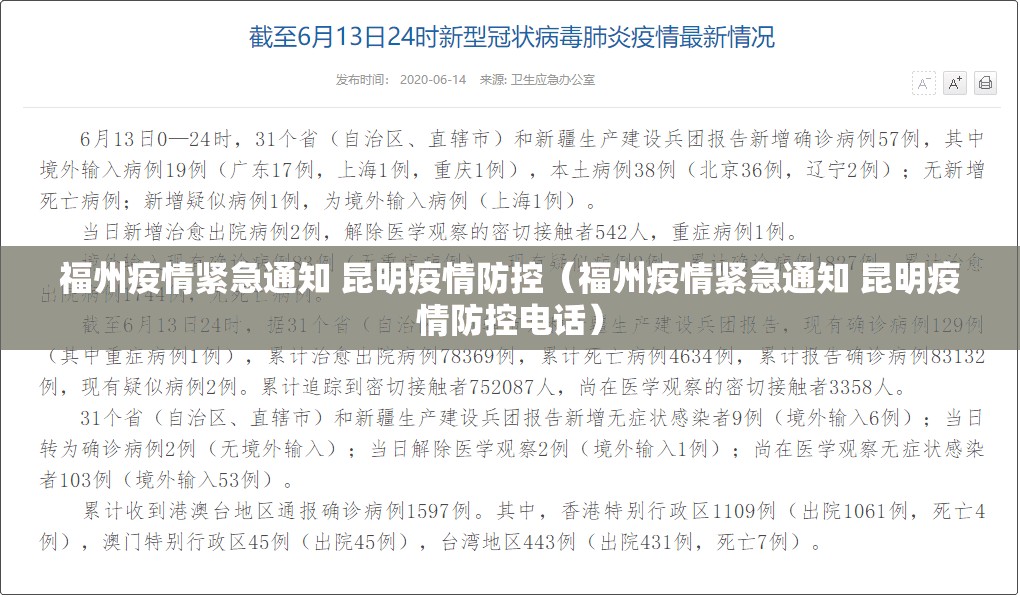 福州疫情紧急通知 昆明疫情防控（福州疫情紧急通知 昆明疫情防控电话）